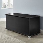 Kotak Penyimpanan Ottoman Home Source Malmo – Kotak Mainan dan Selimut, Hitam, Tutup Engsel Aman, Kemasan Datar